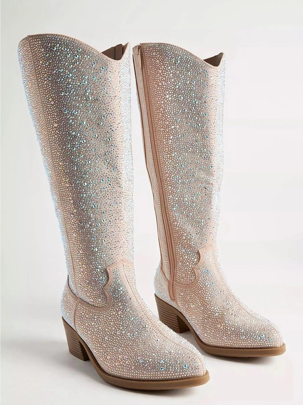 Rhinestone Knee High Boots